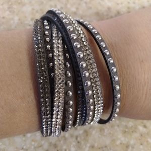 Double Wrap Silver/Grey Bracelet